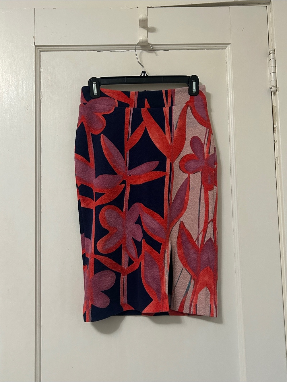 Maeve Pencil Skirt with Red & Pink Floral Print